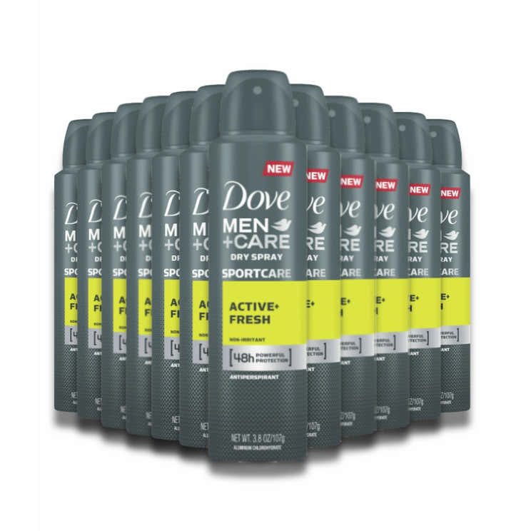 Dove - Men + Care Dry Spray Sportcare Active+Fresh Antiperspirant - 3.8 oz  - 12 pack - Dove Men+Care Sportcare Antiperspi...
