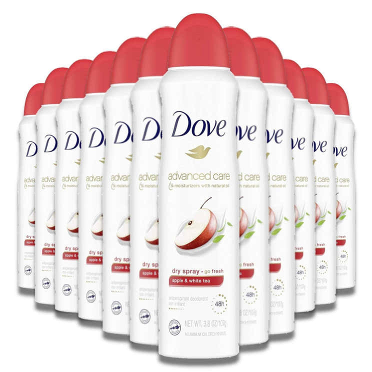 Dove - Advanced Care  Dry Spray Antiperspirant Deodorant for Women Apple With Tea 3.8 Oz - 12 Pack - Dove Advanced Care Dr...