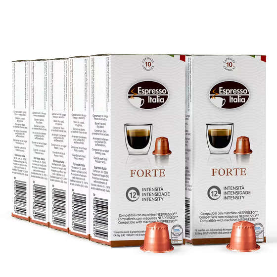 Espresso Italia - Plastic Capsules Compatible with Nespresso Original line, Forte 1x100 | Sterlingoods - Grocery Pack