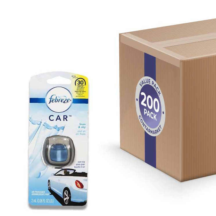 Febreze Car Freshener,  Linen &amp; Sky - 200 Pack | Febreze - Volume Discount