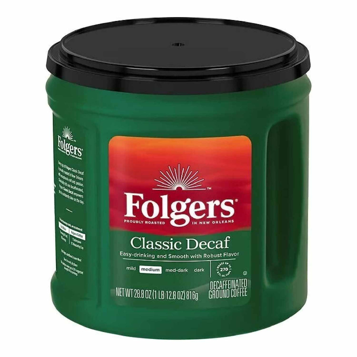 Folgers Decaffeinated Classic Roast Ground Coffee, 28.8 oz