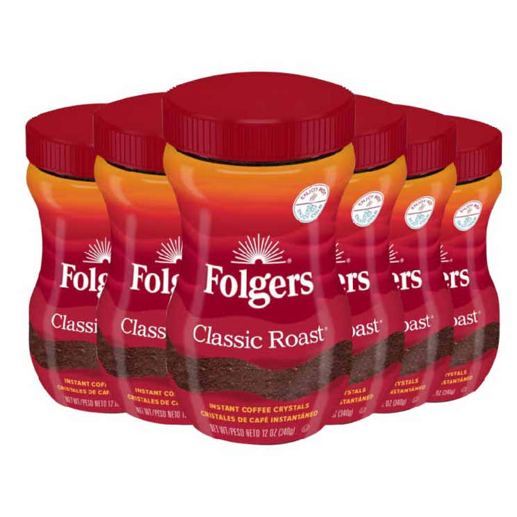 Folgers - Instant Coffee Crystals Classic Roast- 12 Oz - 6 Pack | Folgers - Pre Order