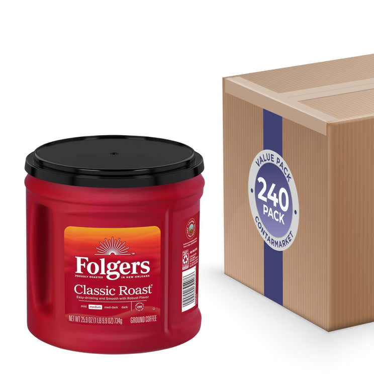 Folgers - Coffee, Classic Roast Ground Coffee - 25.9 Oz - 240 Pack | Folgers - Volume Discount