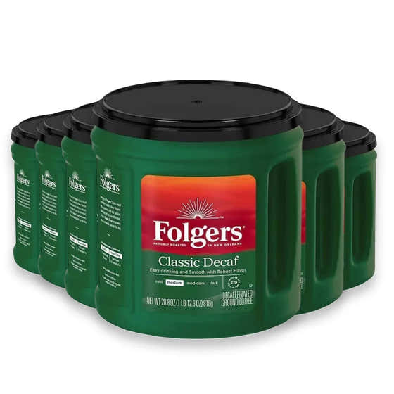 Folgers - Decaffeinated Classic Roast Ground Coffee - 28.8 Oz - 6 Pack | Folgers - All products