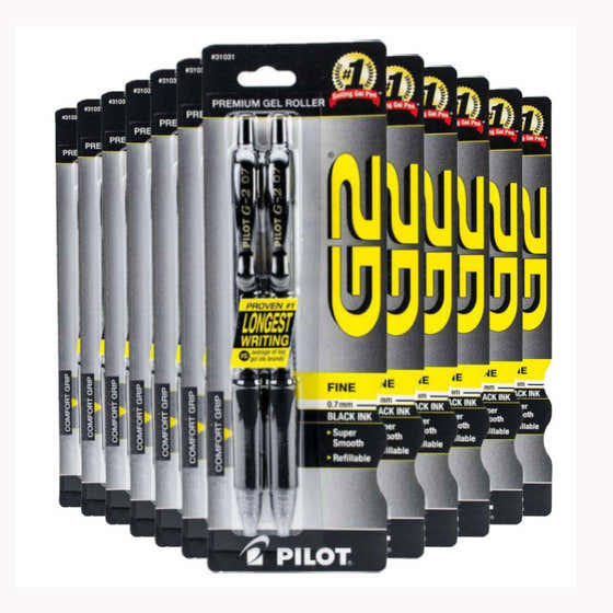Pilot G2 Premium Retractable Gel Ink Pen Refillable Black Ink .7mm - 144 pack - 2 ct ea - Pilot G2 Gel Ink Pen Refill Blac...