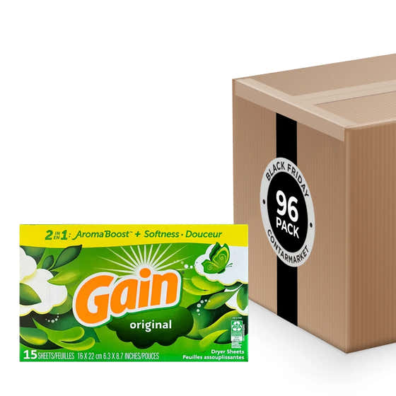Gain - Original Dry Sheets 2in1 Aromaboost + Softness - 15ct - 96 Pack | Gain - Black Friday