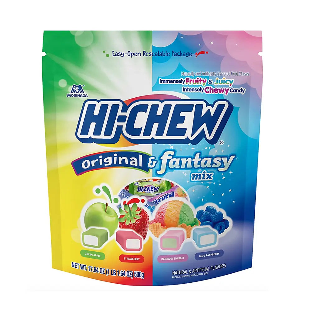 Hi-Chew Original & Fantasy Mix, Strawberry, Green Apple, Rainbow Sherbet, Blue Raspberry, 17.64 Oz