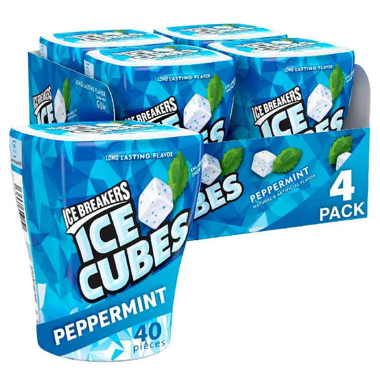 Ice Breakers Gum, Sugar Free Ice Cubes, Peppermint 40 Pieces - 4 Pack