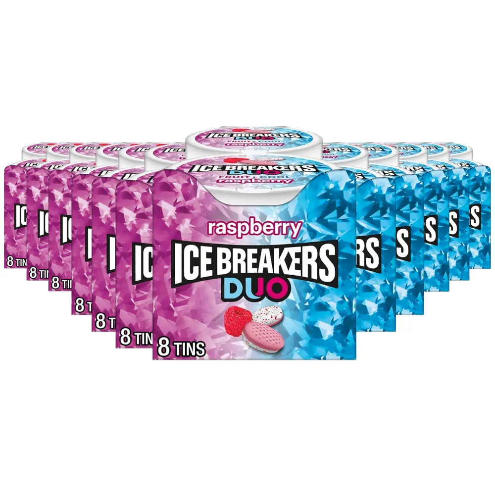 Ice Breakers - Sugar Free Mints, DUO Raspberry & Mint, 10.4 Oz - 8 Ct Each, 24 Pack (Wholesale Bulk Case)