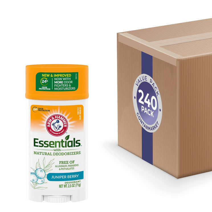 Arm &amp; Hammer Essentials Natural Deodorant - Juniper Berry Scent, 2.5 oz -240 Pack | Arm &amp; Hammer - Volume Discount