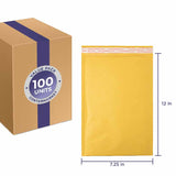 Kraft 3/16'' Bubble Lining Mailers, Paper Pressure 70 lb, Size: 7.25''x12'' Inches - 100 Pack