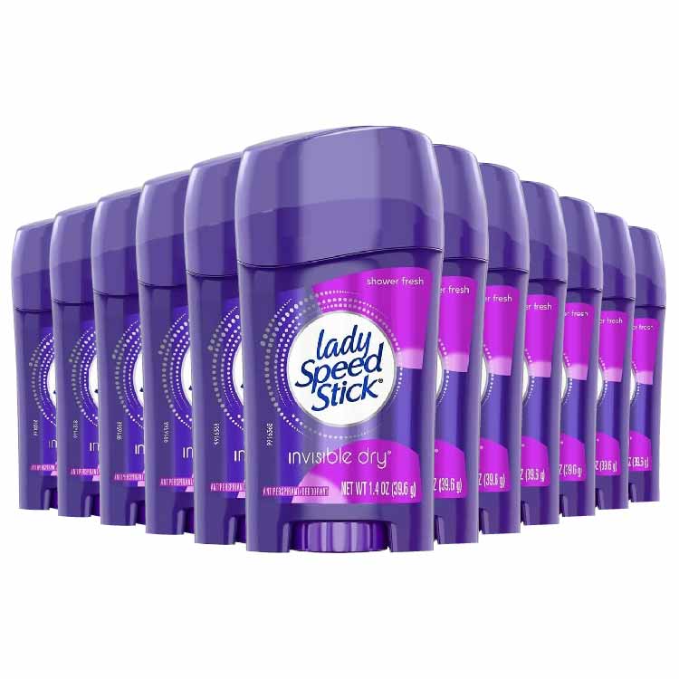 Lady Speed Stick Invisible Dry Antiperspirant & Deodorant, Shower Fresh 1.4 oz - 12 Pack
