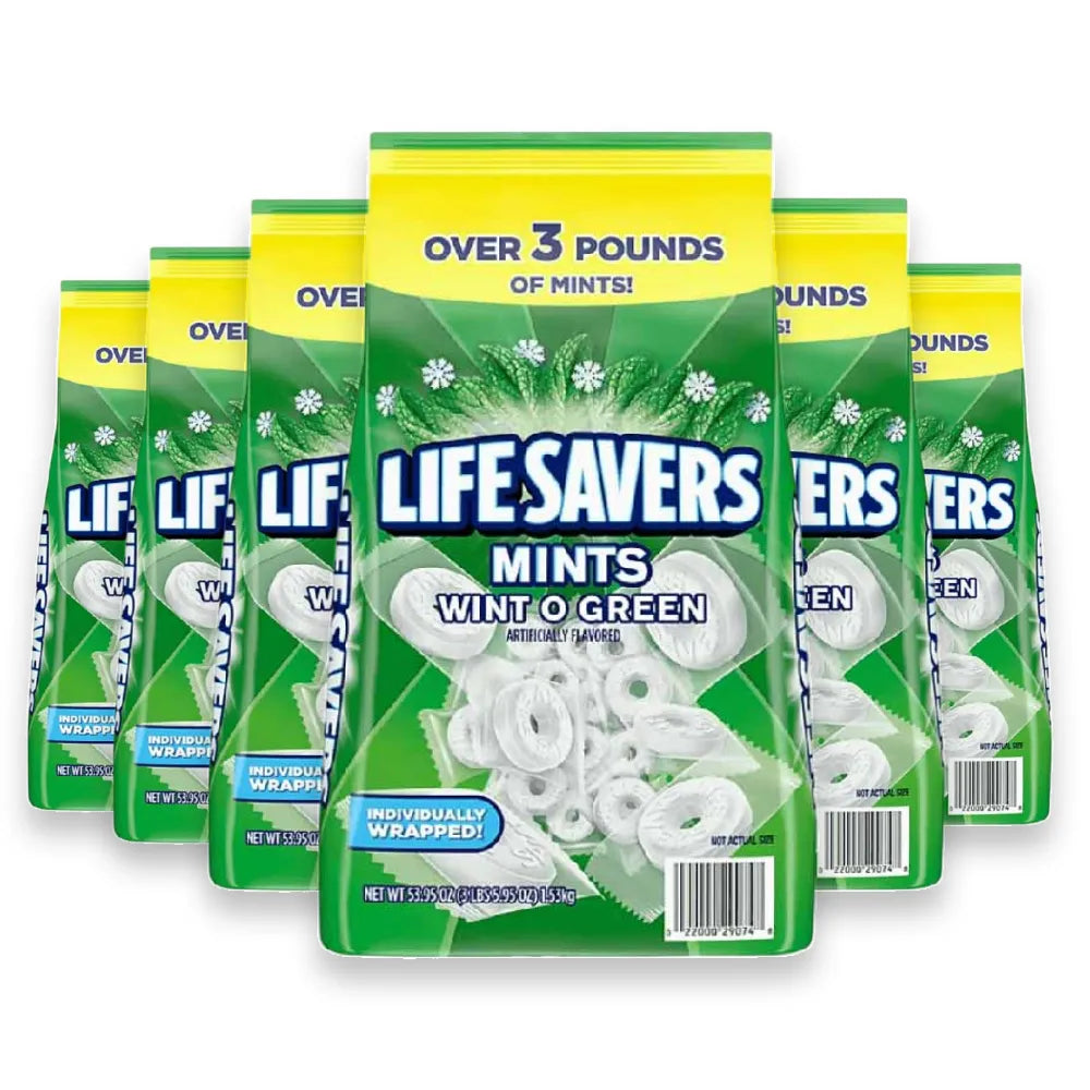 Life Savers Wint-O-Green Breath Mints Bulk Hard Candy, Party Size - 53.95 Oz - 8 Pack