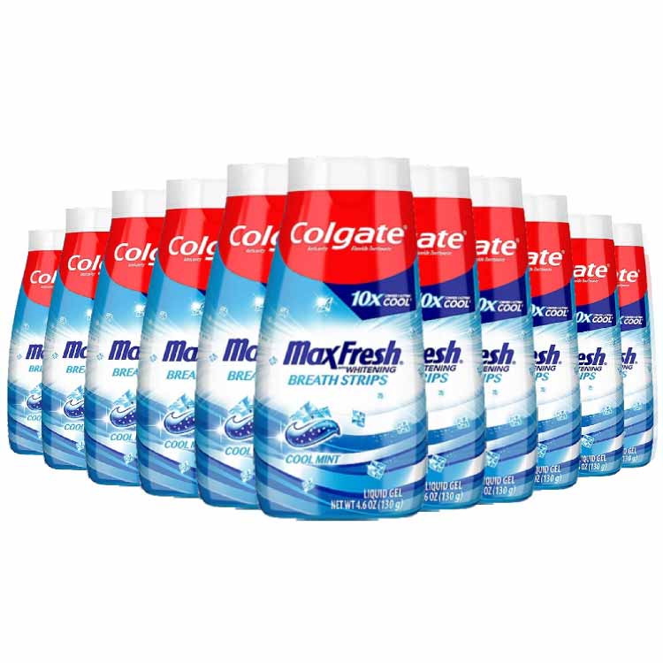 Colgate Max Fresh Liquid Toothpaste W/ Mini Breath Strips, Cool Mint 4.6 oz - 12 pack