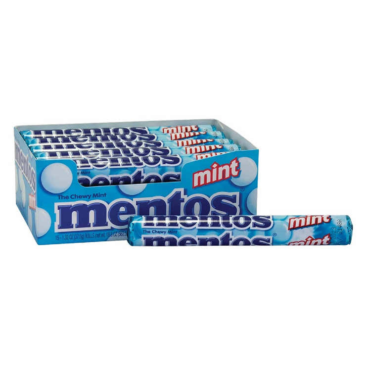Mentos Chewy Mint Rolls – 1.32 oz (Pack of 15) Wholesale Fresh Mint Candy | Mentos - Pre Order
