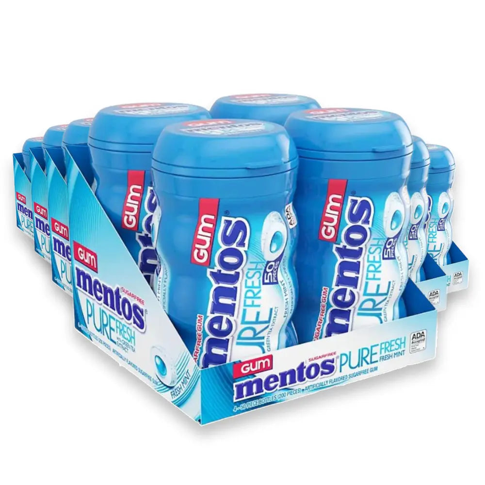 Mentos - Pure Fresh Sugar-Free Chewing Gum Fresh Mint 50 Ct - 4 Count Ea, 6 Pack - 24 Total Bottles