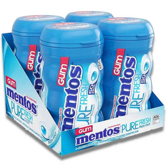 Mentos - Pure Fresh Sugar-Free Chewing Gum Fresh Mint 50 Ct - 4 Pack | Mentos - Gum &amp; Mints