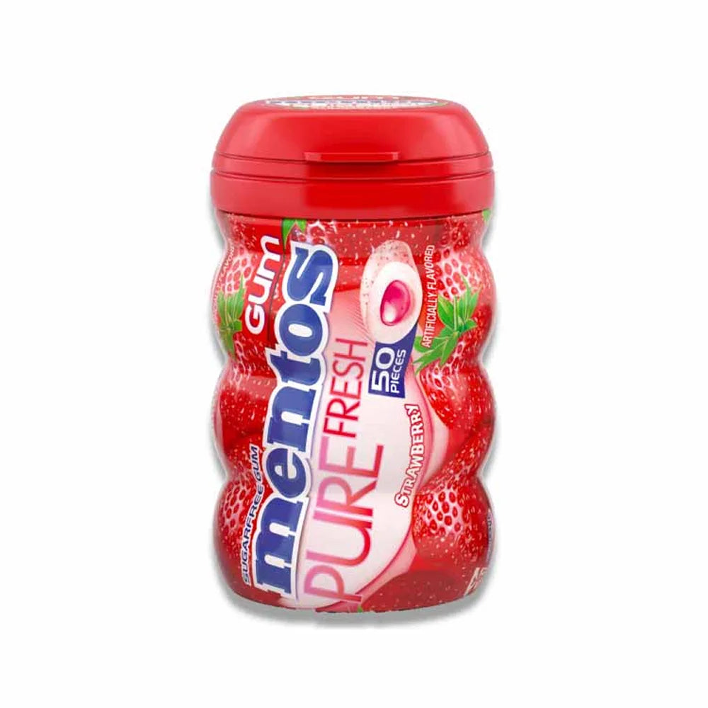 Mentos - Pure Fresh Gum, Strawberry Flavor, Sugar-Free, Long-Lasting Freshness - 6 Pack