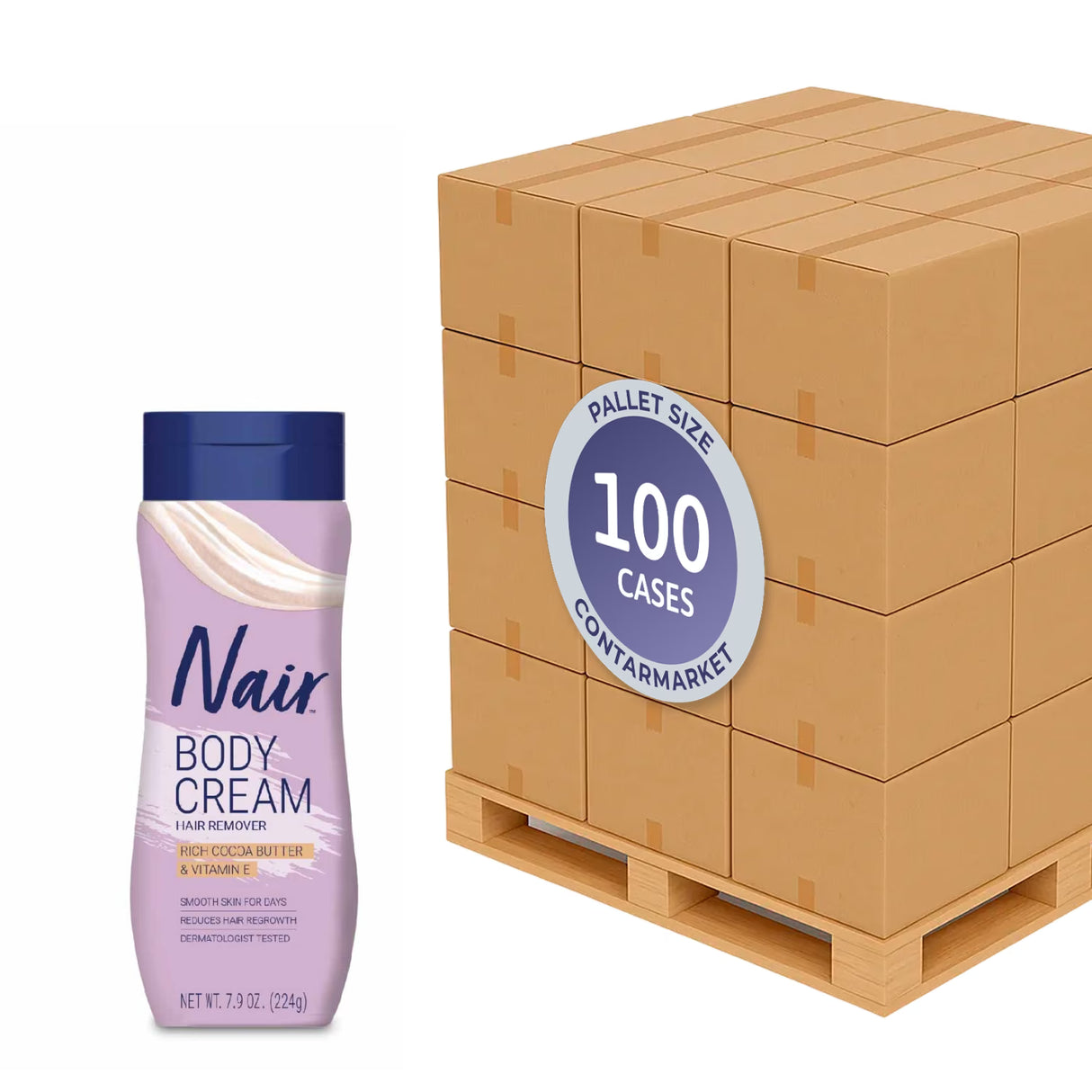 Nair - Hair Removal Cream, Cocoa Butter - 7.9 Oz, 12 Pack - 100 Cases Pallet