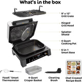 Ninja Foodi Smart XL 6-in-1 Indoor Grill with Foodi Smart Thermometer, Black/Silver