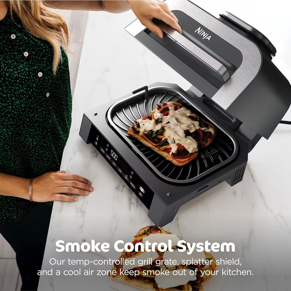 Ninja Foodi Smart XL 6-in-1 Indoor Grill with Foodi Smart Thermometer, Black/Silver