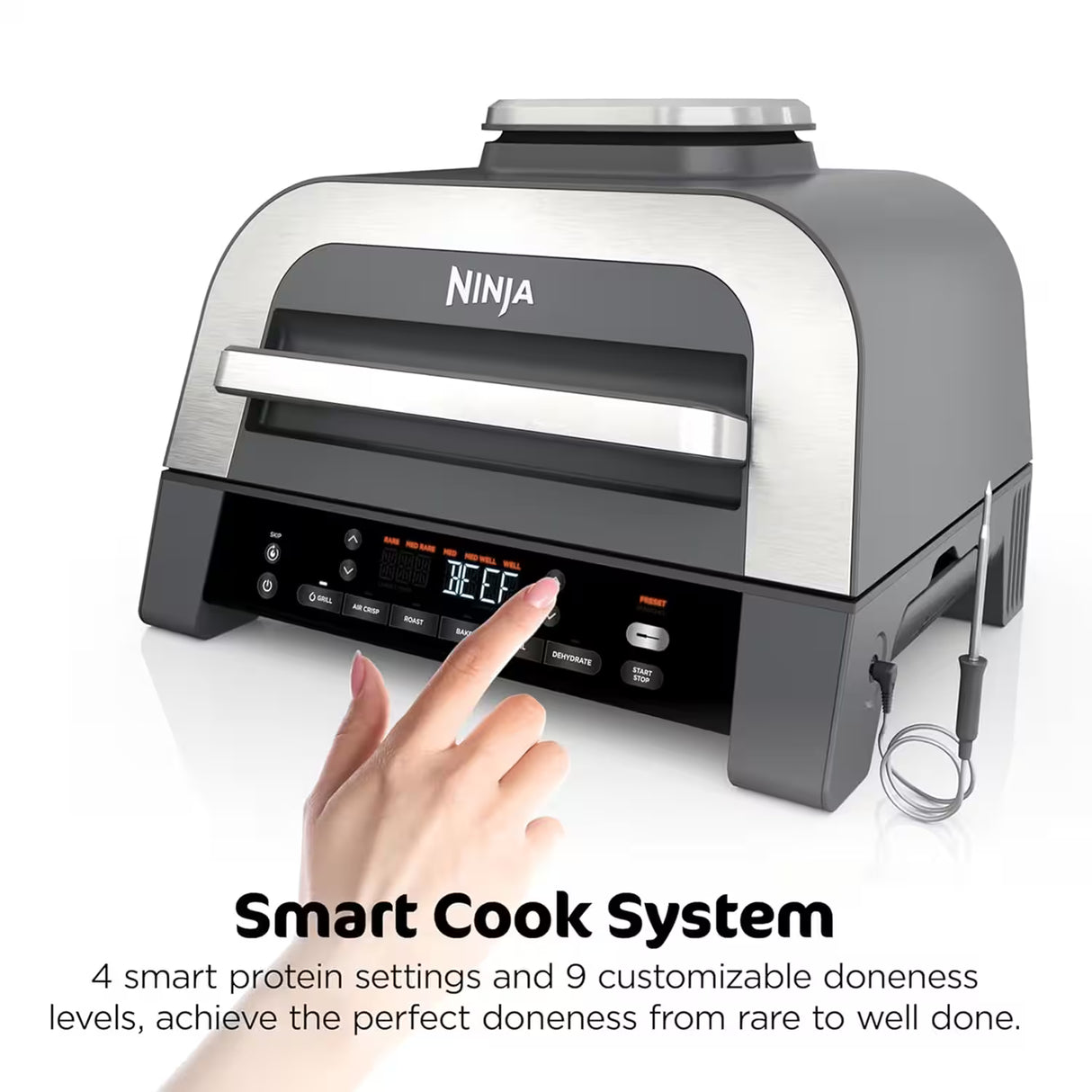 Ninja Foodi Smart XL 6-in-1 Indoor Grill with Foodi Smart Thermometer, Black/Silver