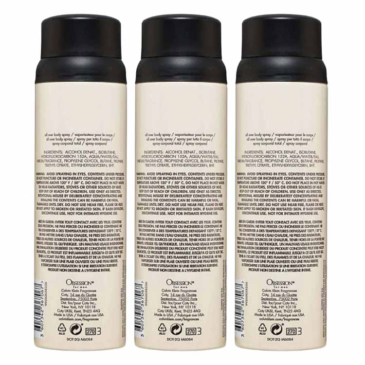 Calvin Klein Obsession for Men Body Spray - 5.4 fl Oz - 3 Pack