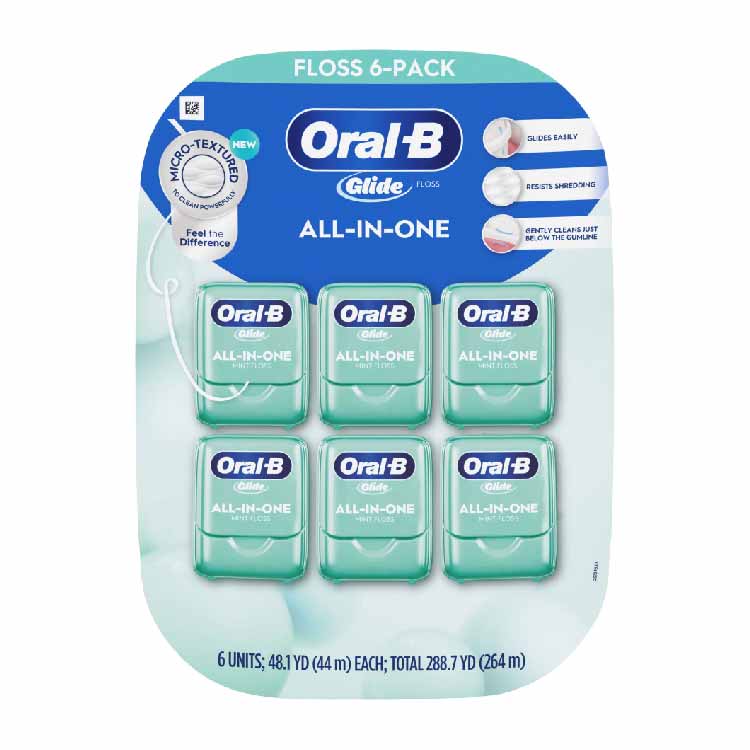 Oral-B Glide All-in-One Dental Floss, Brilliance Blast - 44 m - 6 pack