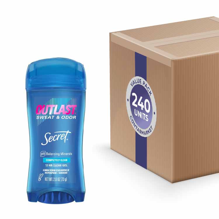 Secret Gel Outlast Completely Clean Antiperspirant & Deodorant 2.6 Oz - 240 Pack