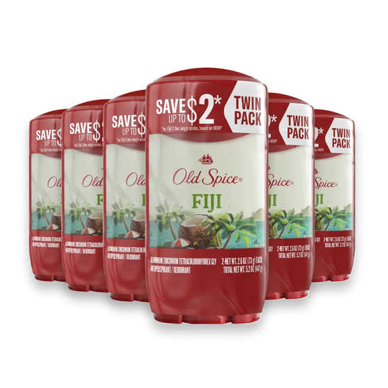 Old Spice -  Men&#39;s Fiji with Palm Tree Antiperspirant &amp; Deodorant, Twin Pack - 2.6 Oz - 6 Pack | Old Spice - Deodo...