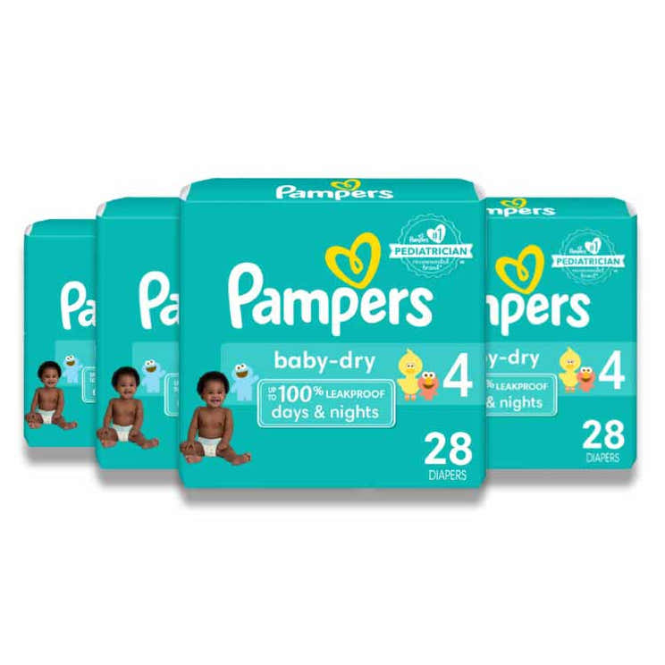Pampers - Baby Dry Diapers, Size 4 - 28 Ct - 4 Pack | Pampers - Pre Order