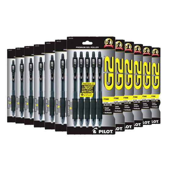 Pilot G2 Retractable Premium Gel Ink Roller Ball Pens, Fine Point, Black Ink 5 ea - 48 Pack | Pilot - Products