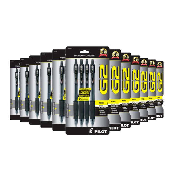 Pilot G2 Premium Retractable Gel Ink Rolling Ball Pen Fine Point Black 4 ea - 48 Pack - Pilot G2 Retractable Gel Ink Pen -...