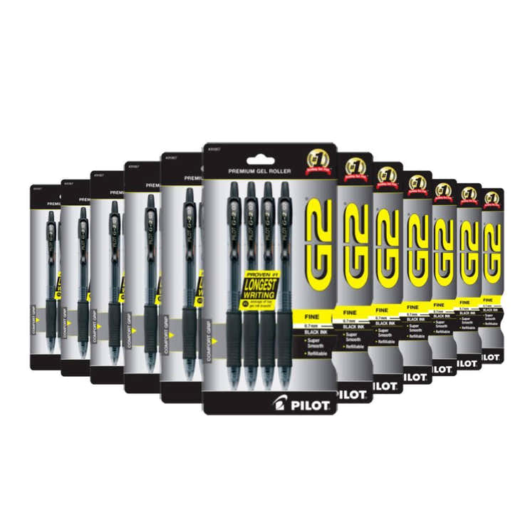 Pilot G2 Premium Retractable Gel Ink Rolling Ball Pen Fine Point Black 4 ea - 48 Pack - Pilot G2 Retractable Gel Ink Pen -...