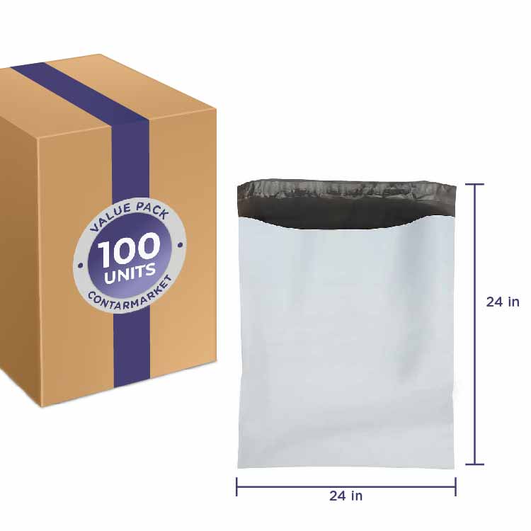 Poly Mailers 2.5MIL, Size 24''x 24'' inches - 100 Pack