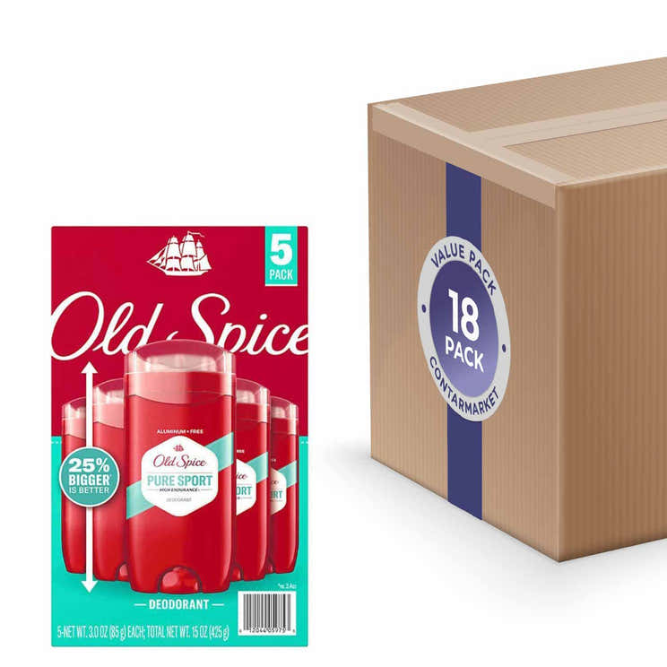 Old Spice - High Endurance Deodorant, 48H Protection, Pure Sport 3.0 Oz, 5 Ct - 18 Pack | Old Spice - Volume Discount