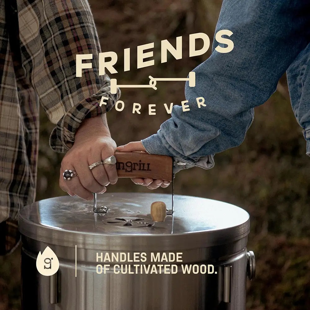 INGRILL 3-in-1 Premium Stainless Steel Smoker Barrel Grill – Portable Charcoal BBQ with Thermometer, 12 lbs, Perfect for Camping, Backyard & Home BBQ - Small Size --