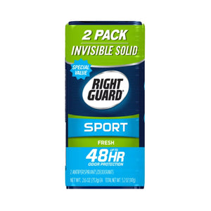 Right Guard Sport Antiperspirant Deodorant Invisible Solid Stick, Fresh  Twin Pack 5.2 Oz - 1 Pack - Open Box -