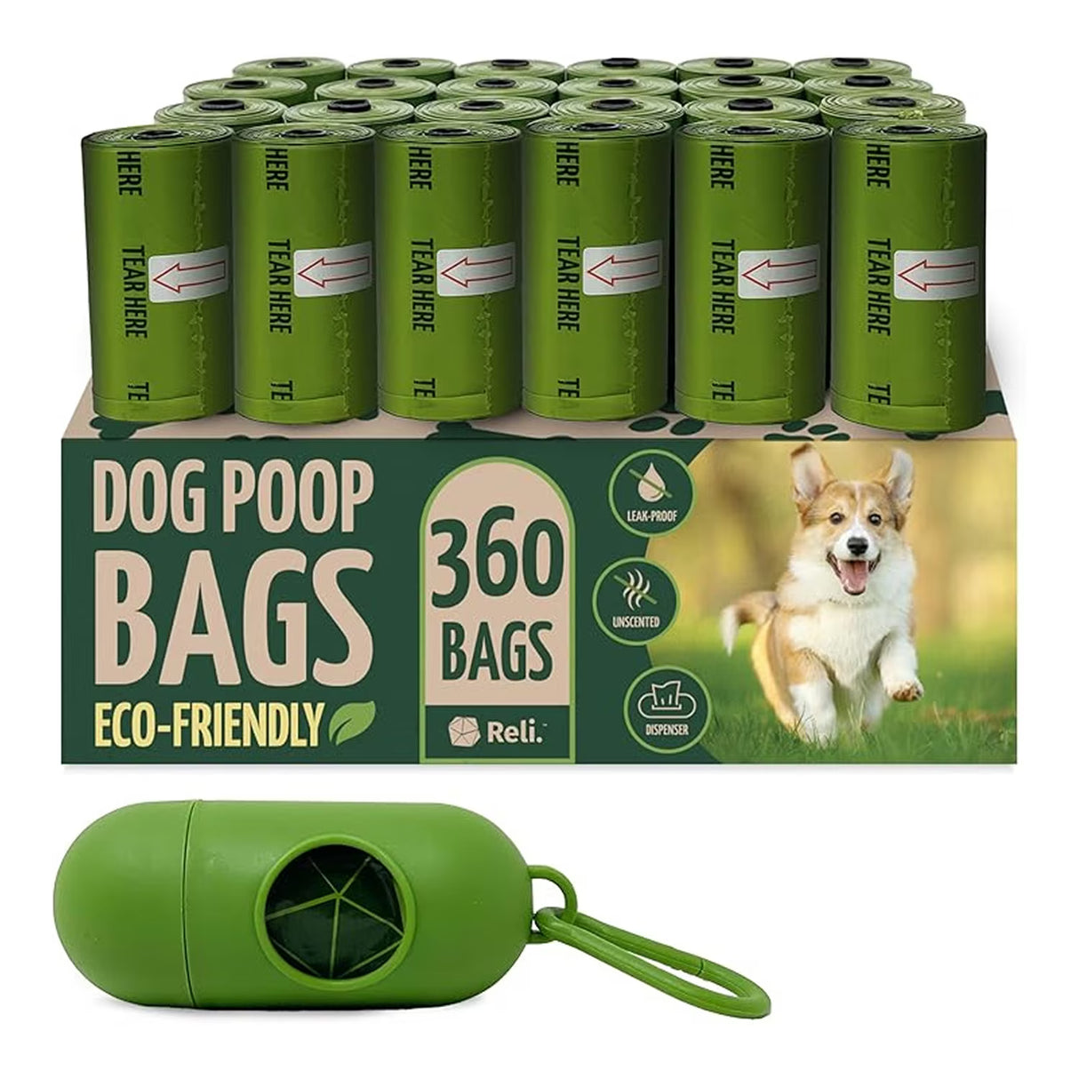 Reli Dog Poop Bags Eco Friendly, 360 Ct
