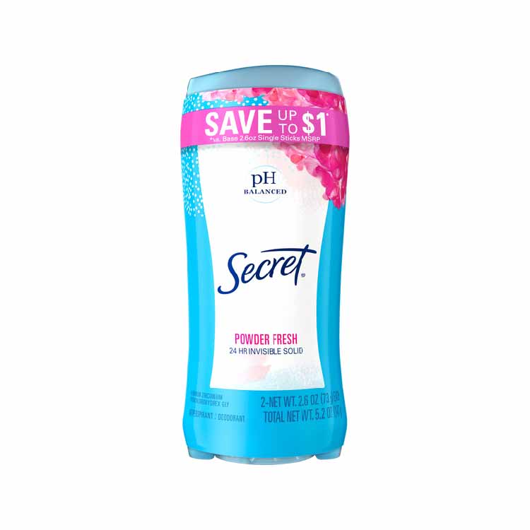 Secret  Anti-Perspirant Deodorant Invisible Solid Powder Fresh Twin Pack - 2.6 Oz - 6 Pack