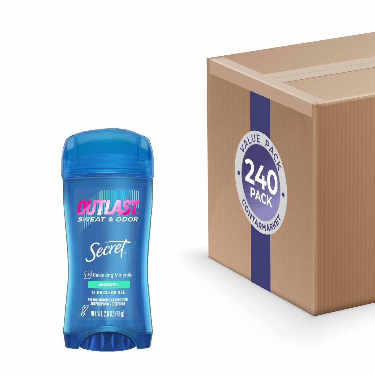 Secret - Outlast Clear Gel Unscented Antiperspirant & Deodorant - 2.6 Oz - 240 Pack