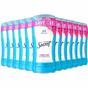 Secret  Anti-Perspirant Deodorant Invisible Solid Powder Fresh Twin Pack - 2.6 Oz - 6 Pack