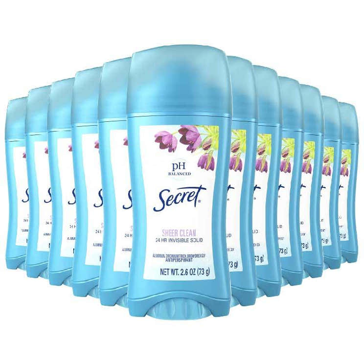 Secret Sheer Clean Invisible Solid Antiperspirant &amp; Deodorant - 2.6oz   12 Pack | Secret - Pre Order