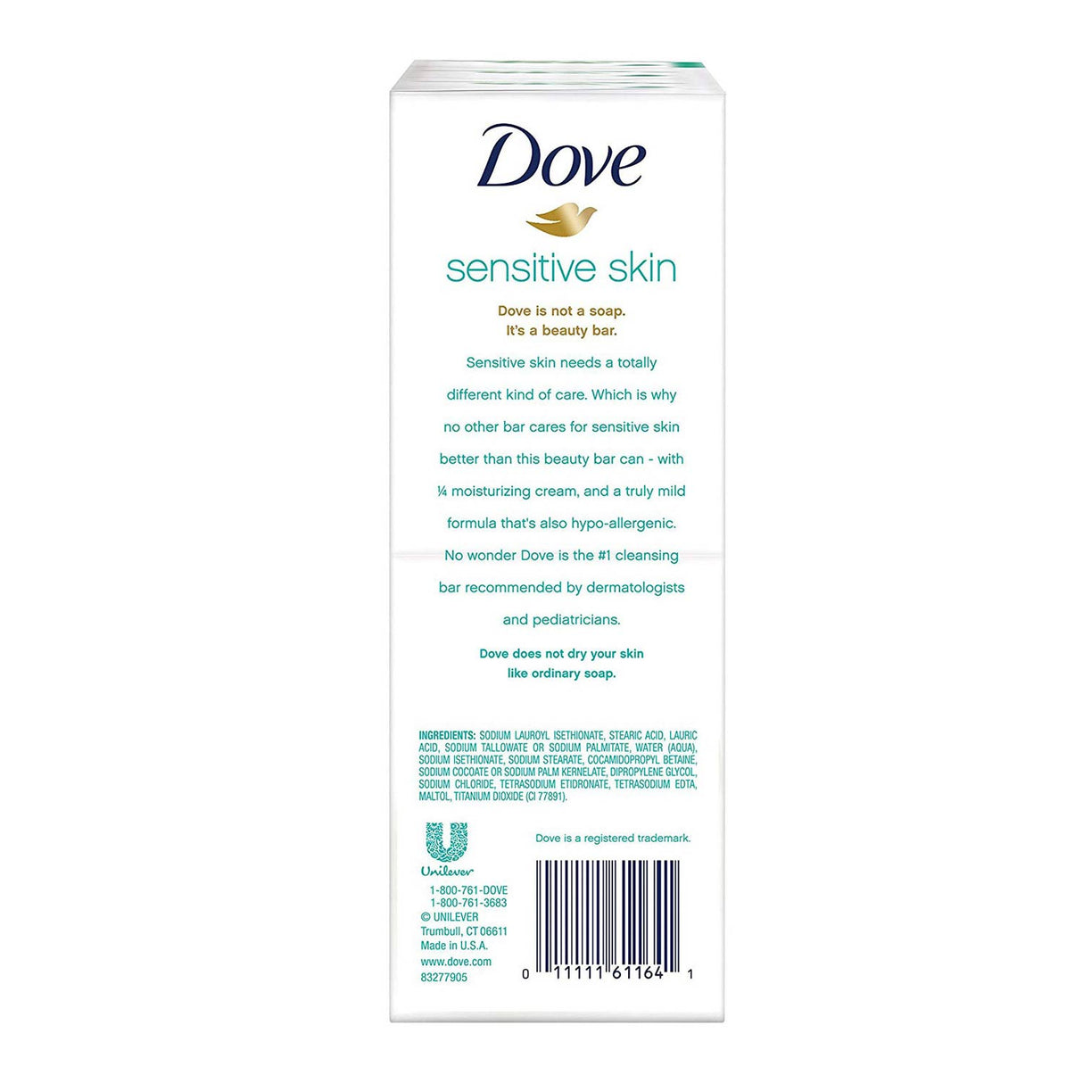 Dove - Cream Bar, Sensitive Skin, Unscented - 3.75 Oz - 6 Ct - 12 Pack (Total 72 Ct)