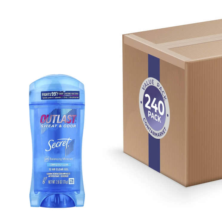 Secret Gel Outlast Completely Clean Antiperspirant &amp; Deodorant 2.6 Oz - 240 Pack | Secret - Volume Discount