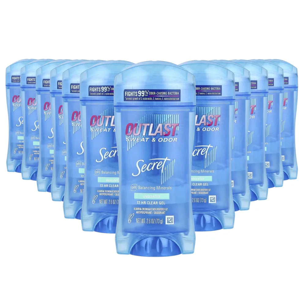 Secret - Outlast Clear Gel Unscented Antiperspirant & Deodorant - 2.6 Oz - 12 Pack