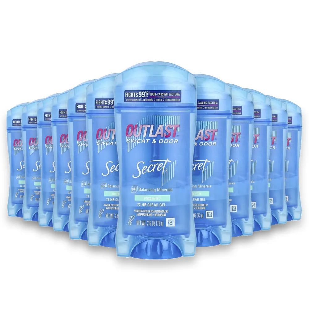 Secret - Outlast Clear Gel Unscented Antiperspirant & Deodorant - 2.6 Oz - 12 Pack