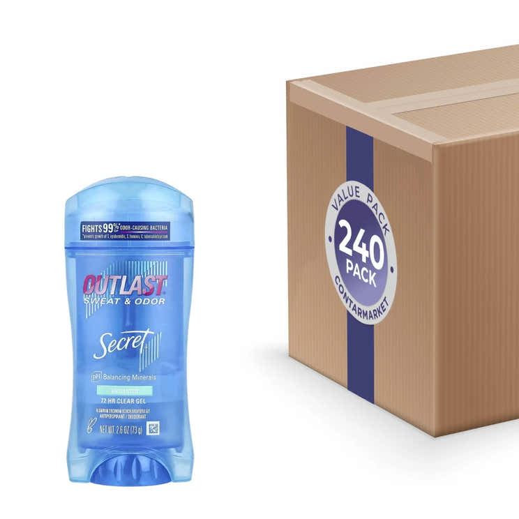Secret - Outlast Clear Gel Unscented Antiperspirant &amp; Deodorant - 2.6 Oz - 240 Pack | Secret - Volume Discount