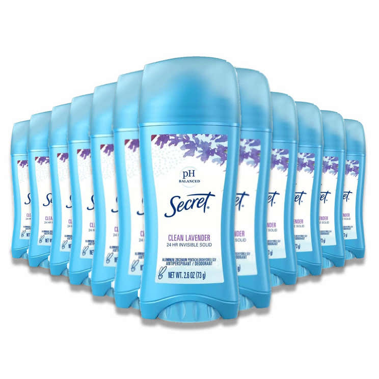 Secret - Invisible Solid Antiperspirant &amp; Deodorant, Clean Lavender - 2.6 Oz - 12 Pack | Secret - Pre Order