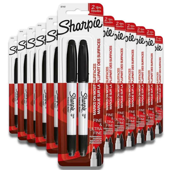 Sharpie - Twin Tip Permanent Markers, Black - 12 Pack - Sharpie Black Twin Tip Permanent Markers - 12 Pack Contarmarket | ...
